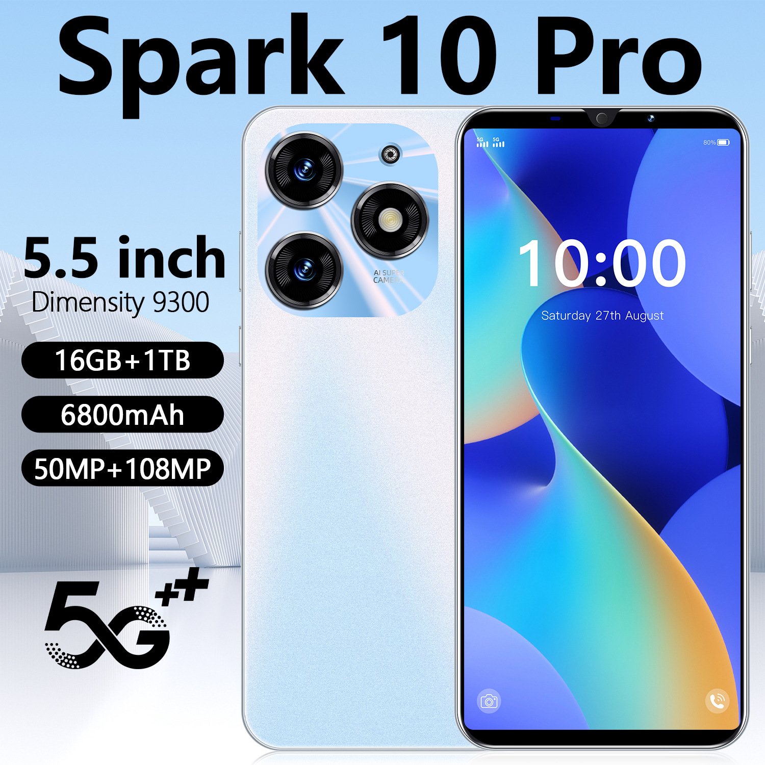 New Spark10 Pro Cross-Border Mobile Phone 16 1tb Foreign Trade 5.5-Inch Android Smartphone